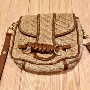 See By Chloe Tan and Brown Woven Crossbody Bag